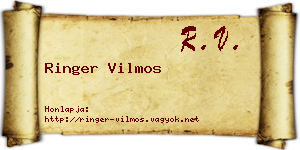 Ringer Vilmos névjegykártya